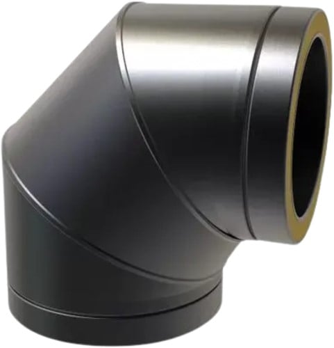 Bocht 90° Ral9004 Dubbelwandig Ø80 mm