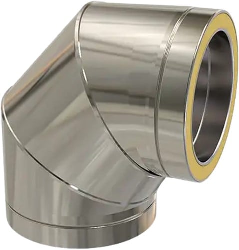 Bocht 90° | TBV Dubbelwandig RVS Ø80 mm