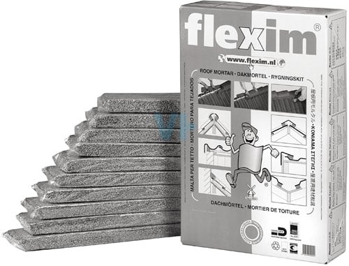 Flexim dakmortel grijs 20L – kant-en-klare mortel voor nokvorsten en pannendaken | Flexim