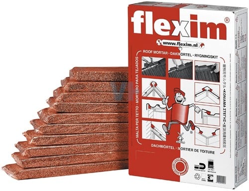 Flexim dakmortel rood 20L – kant-en-klare dakmortel voor nokvorsten en pannendaken | Flexim