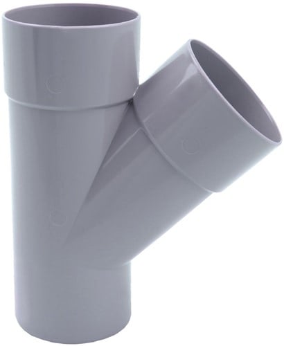 Pvc T-Stuk Grijs Ø100 mm 45° Lv Mof/Spie