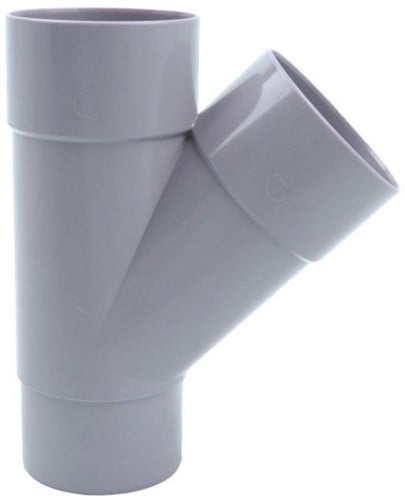 Pvc T-Stuk Grijs Ø100 mm 45° Lv/Vs Mof/Verjongde Spie