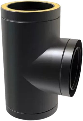 T-Stuk 90° Ral9004 Dubbelwandig Ø80 mm